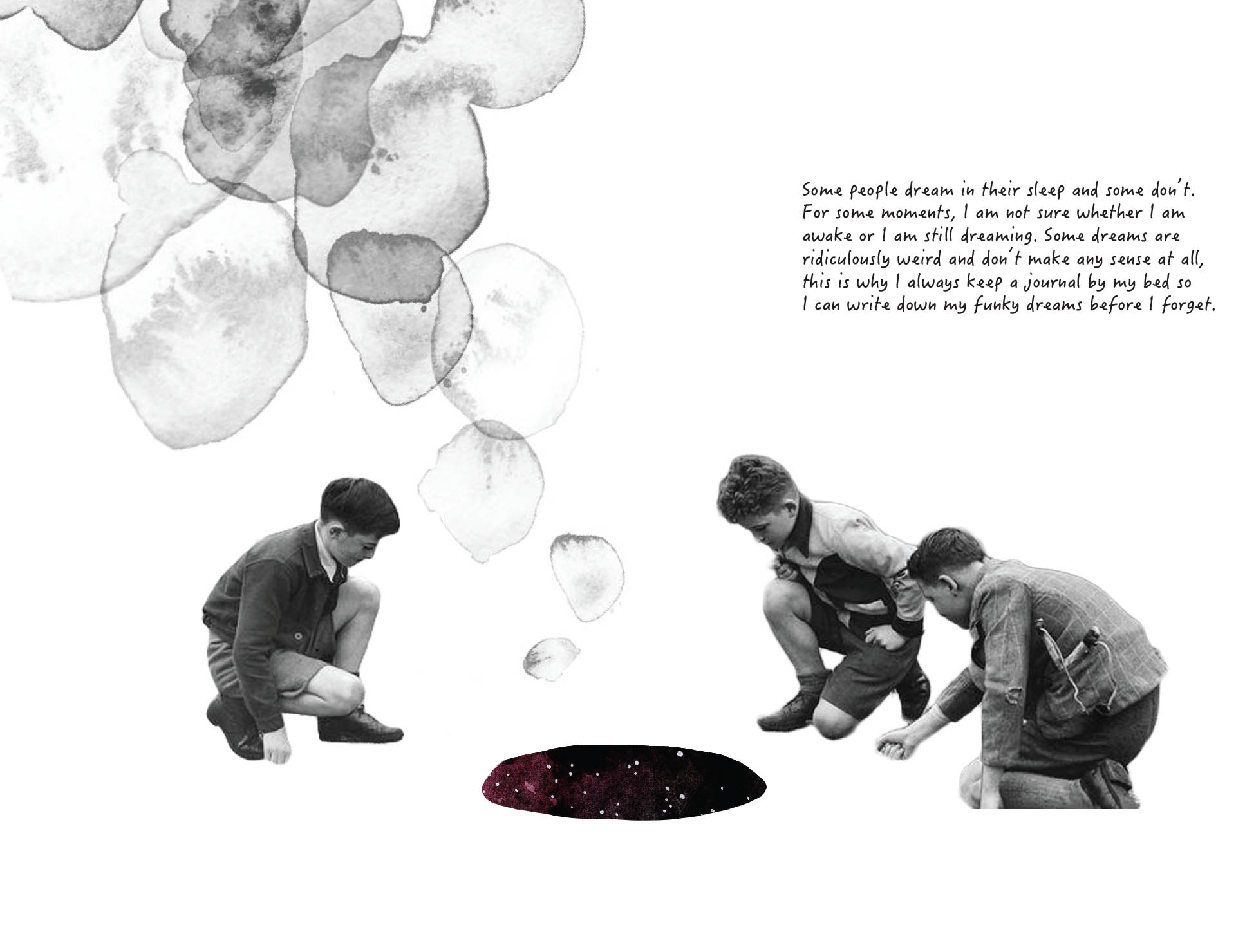 Book page spread design, A Dream Within A Dream, introduction