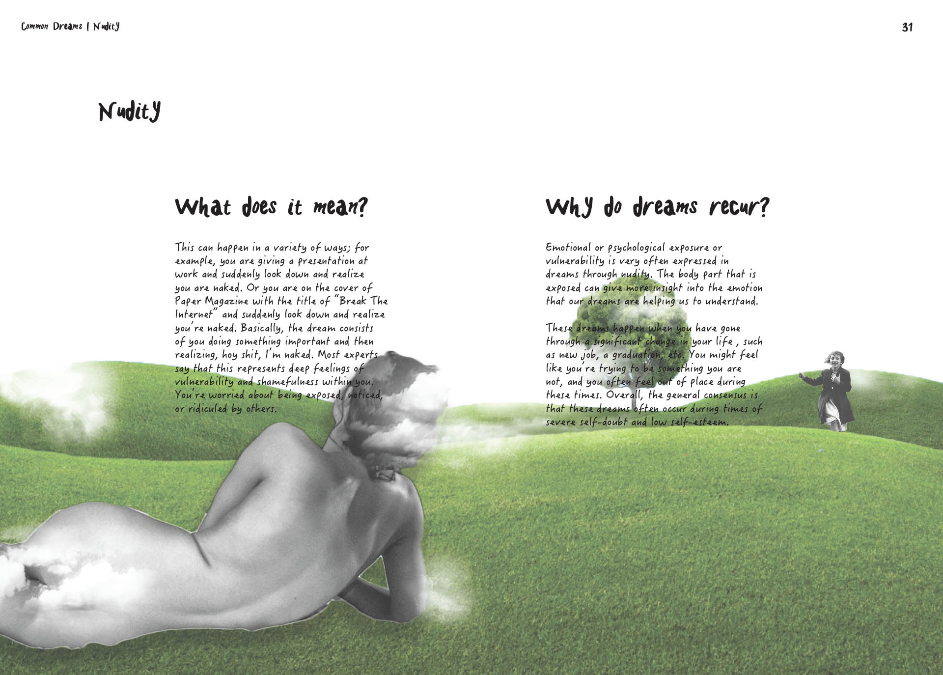 Book page spread design, A Dream Within A Dream, definition of nudity dreams