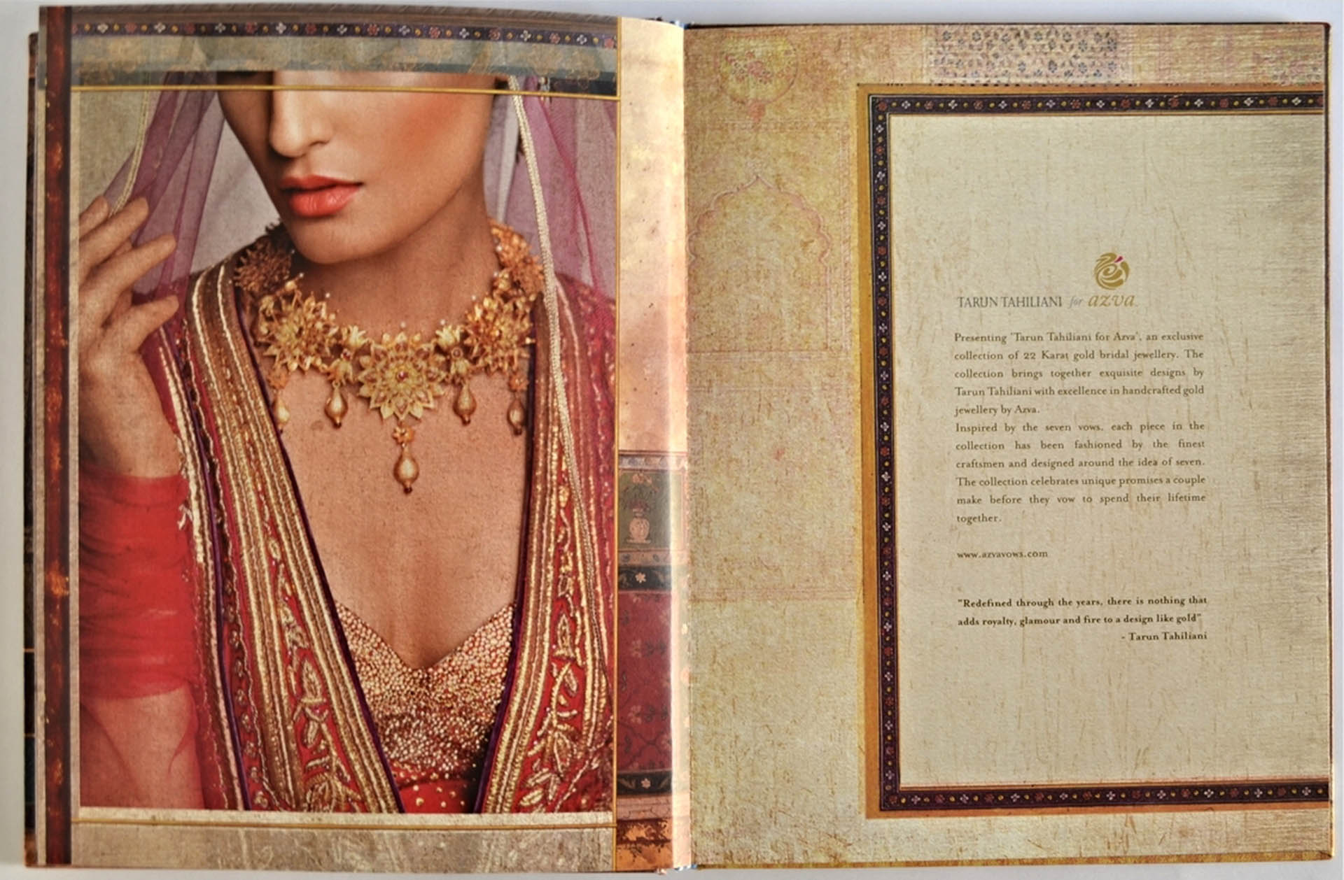 Catalogue design to promote Tarun Tahiliani Design Studio who create couture with an Indian sensibility