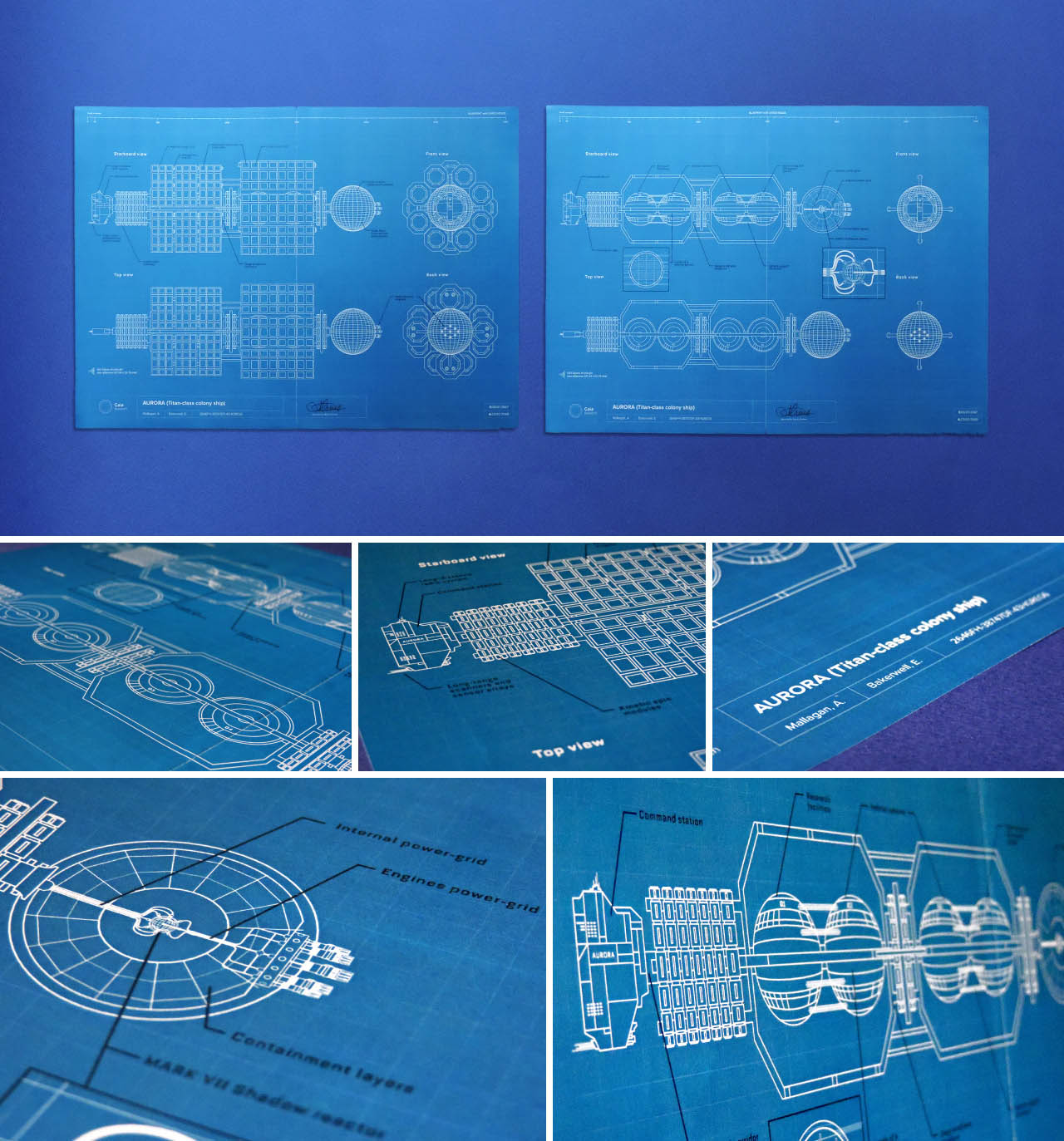 Blueprint of the Aurora colony ship, the spaceship that took all the necessary personnel and equipments to the planet