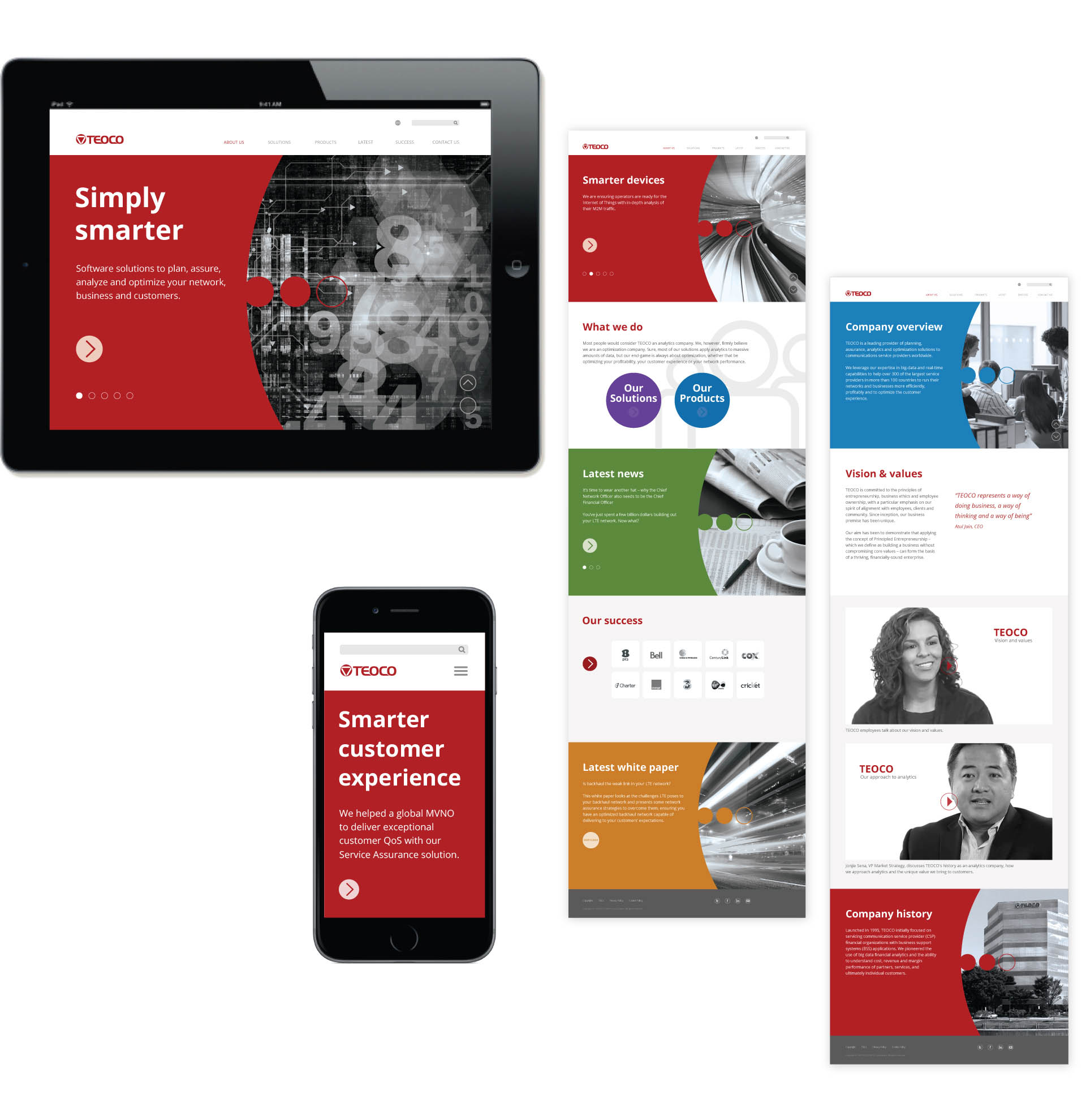 Visual language and web design for TEOCO – a leading provider of planning, assurance, analytics and optimization solutions to communications service providers worldwide